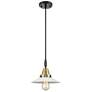 1_Downtown Halophane 9"W Cord Black Brass Mini Pendant w/ White Shade
