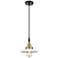 Downtown Halophane 9"W Cord Black Brass Mini Pendant w/ White Shade