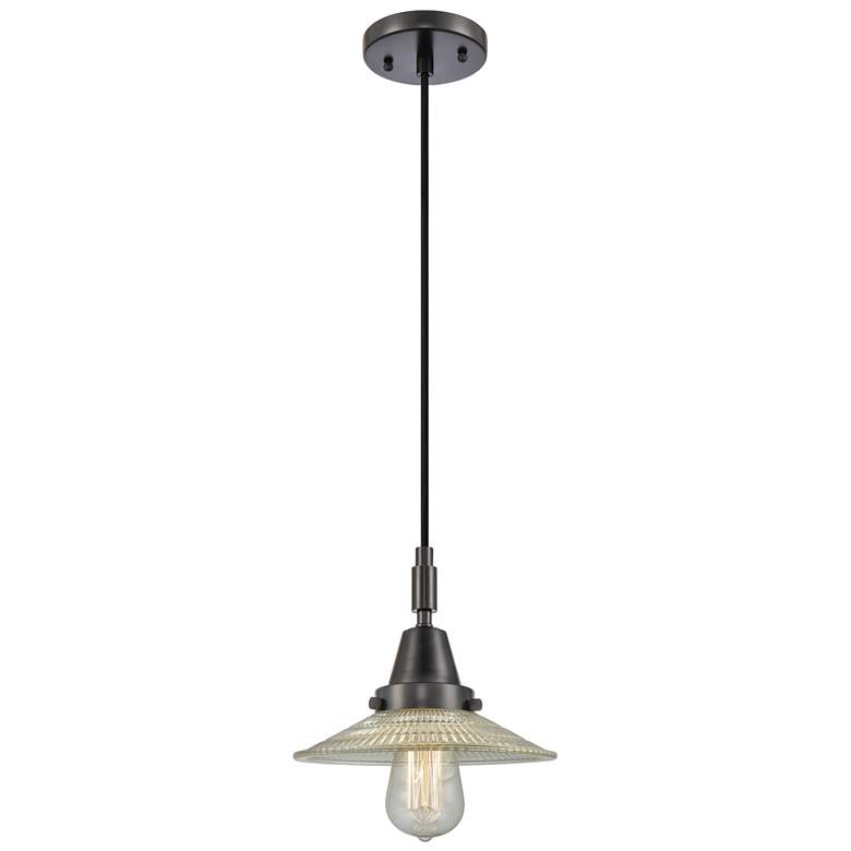 Image 1 Downtown Halophane 9"W Cord Black Pendant w/ Clear Shade