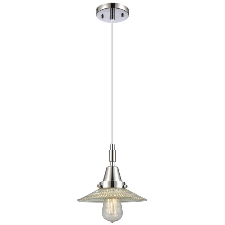 Image 1 Downtown Halophane 9"W Cord Chrome Pendant w/ Clear Halophane Shade