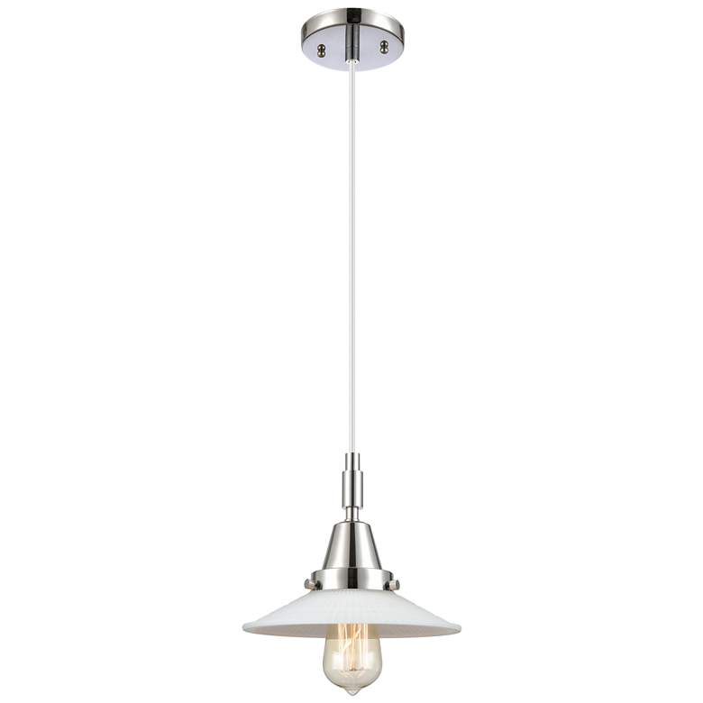 Image 1 Downtown Halophane 9"W Cord Chrome Pendant w/ Matte White Shade