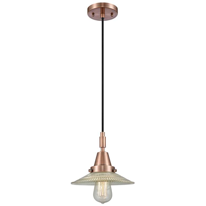 Image 1 Downtown Halophane 9"W Cord Copper Pendant w/ Clear Shade