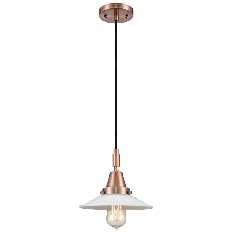 Image 1 Downtown Halophane 9"W Cord Copper Pendant w/ Matte White Shade