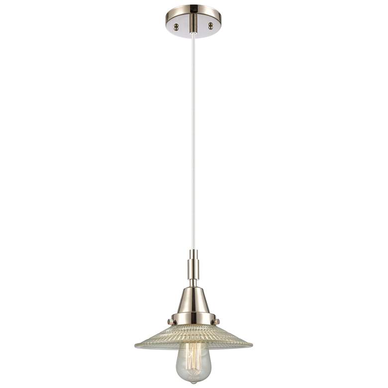Image 1 Downtown Halophane 9"W Cord Nickel Pendant w/ Clear Halophane Shade