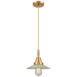 Downtown Halophane 9"W Cord Satin Gold Pendant w/ Clear Shade