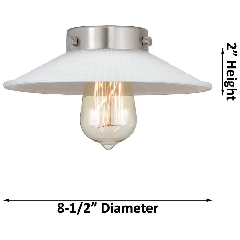 Image 3 Downtown Halophane 9"W Cord Satin Nickel Pendant w/ Matte White Shade more views