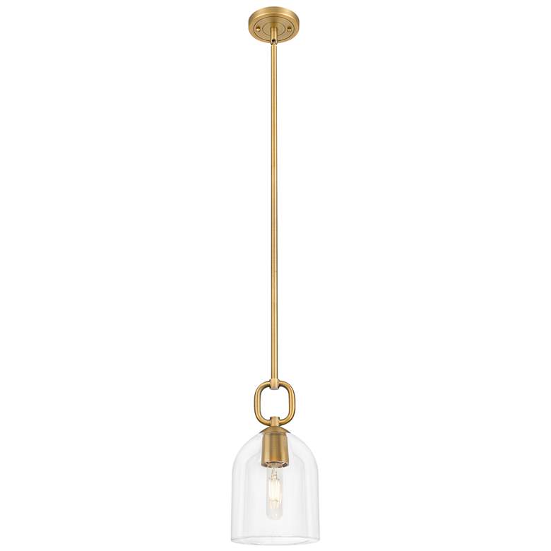 Image 1 Downtown Hudson 6"W Brushed Brass Mini Pendant w/ Clear Bell Shade