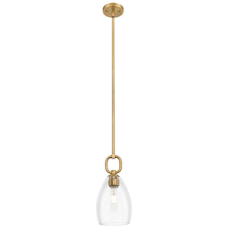 Image 1 Downtown Hudson 6"W Brushed Brass Mini Pendant w/ Clear Flute Shade