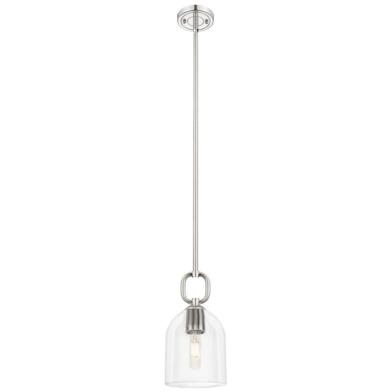 Image 1 Downtown Hudson 6"W Polished Nickel Mini Pendant w/ Clear Bell Shade