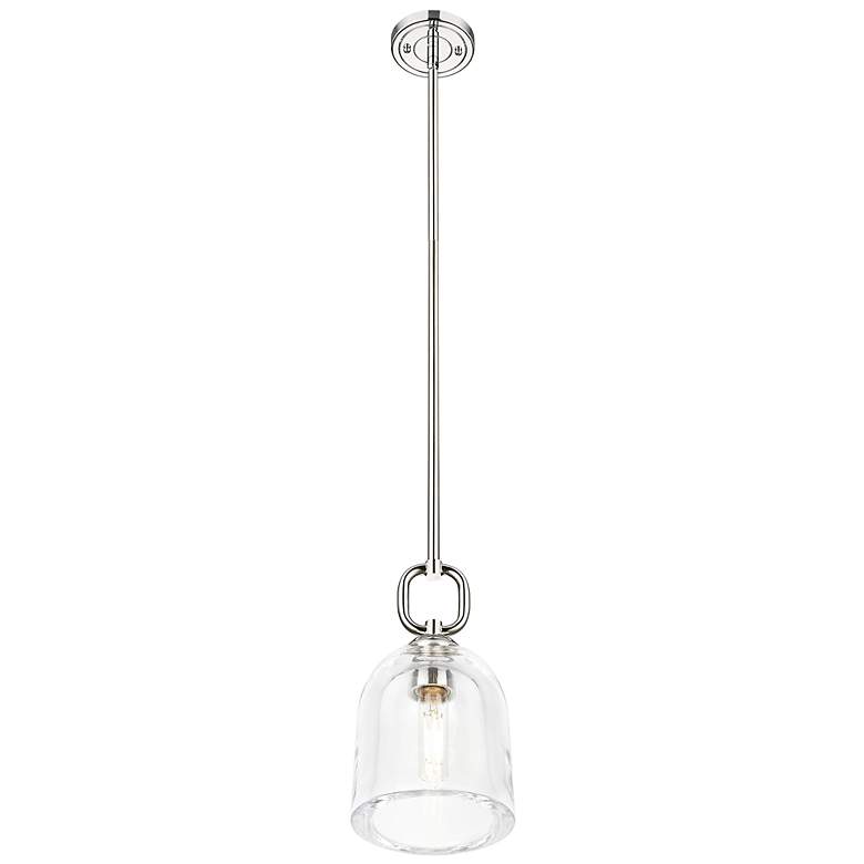 Image 2 Downtown Hudson 6"W Polished Nickel Mini Pendant w/ Clear Bell Shade more views
