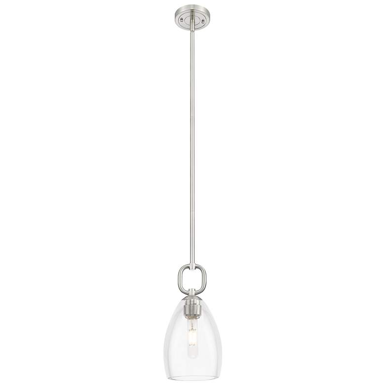 Image 1 Downtown Hudson 6"W Satin Nickel Mini Pendant w/ Clear Flute Shade