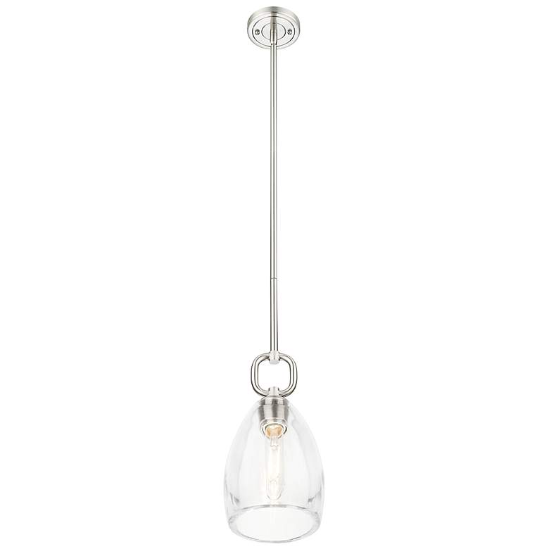 Image 2 Downtown Hudson 6"W Satin Nickel Mini Pendant w/ Clear Flute Shade more views