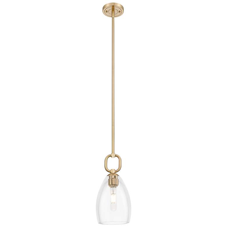 Image 1 Downtown Hudson 6"W Stem Bronze Mini Pendant w/ Clear Flute Shade