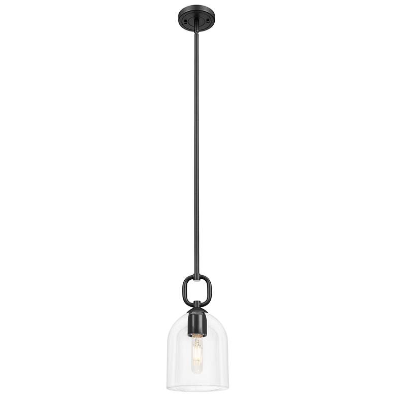 Image 1 Downtown Hudson 6"W Stem Matte Black Mini Pendant w/ Clear Bell Shade