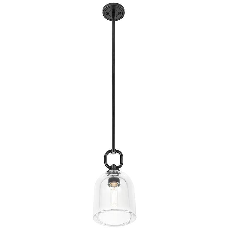 Image 2 Downtown Hudson 6"W Stem Matte Black Mini Pendant w/ Clear Bell Shade more views