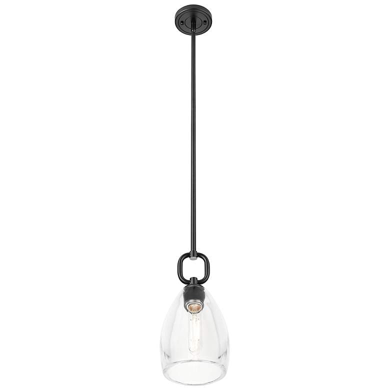 Image 2 Downtown Hudson 6"W Stem Matte Black Mini Pendant w/ Clear Flute Shade more views