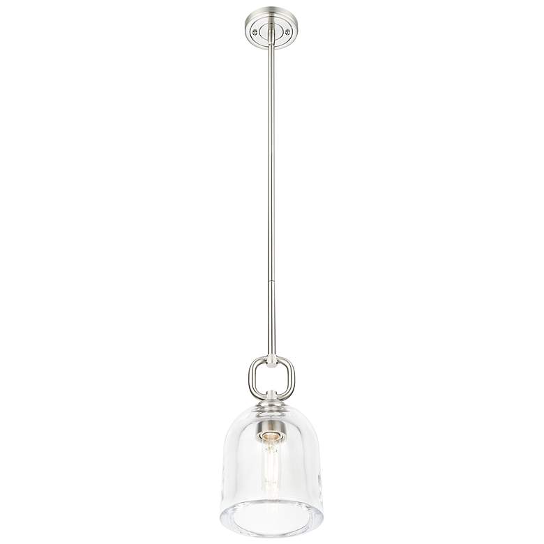 Image 2 Downtown Hudson 6"W Stem Satin Nickel Mini Pendant w/ Clear Bell Shade more views