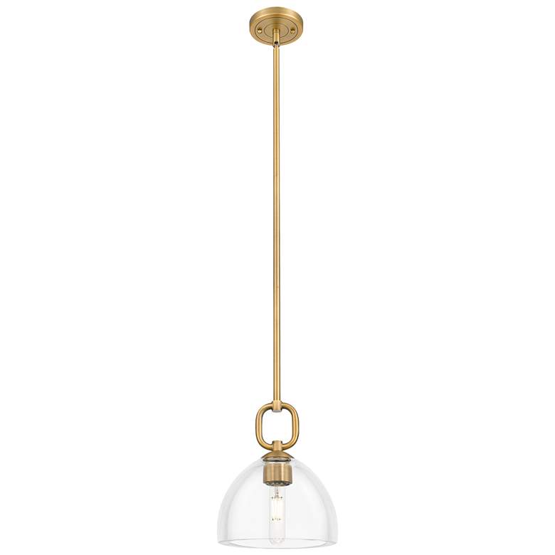 Image 1 Downtown Hudson 8"W Brushed Brass Mini Pendant w/ Clear Dome Shade