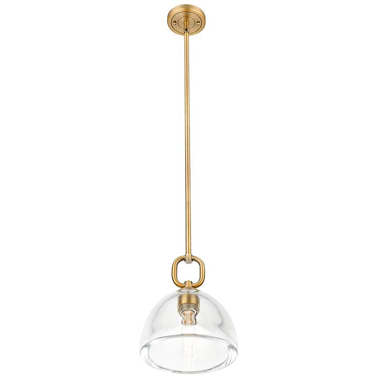 Image 2 Downtown Hudson 8"W Brushed Brass Mini Pendant w/ Clear Dome Shade more views