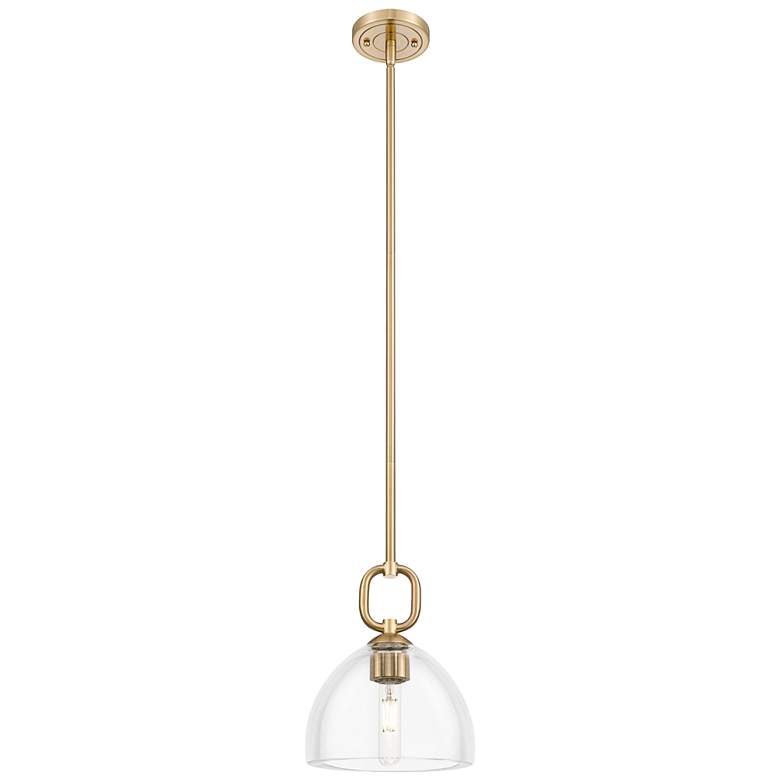 Image 2 Downtown Hudson 8"W Stem Bronze Mini Pendant w/ Clear Dome Shade