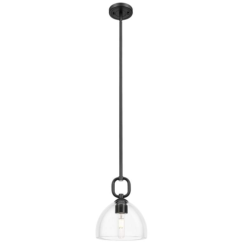 Image 1 Downtown Hudson 8"W Stem Matte Black Mini Pendant w/ Clear Dome Shade