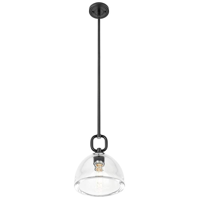 Image 2 Downtown Hudson 8"W Stem Matte Black Mini Pendant w/ Clear Dome Shade more views