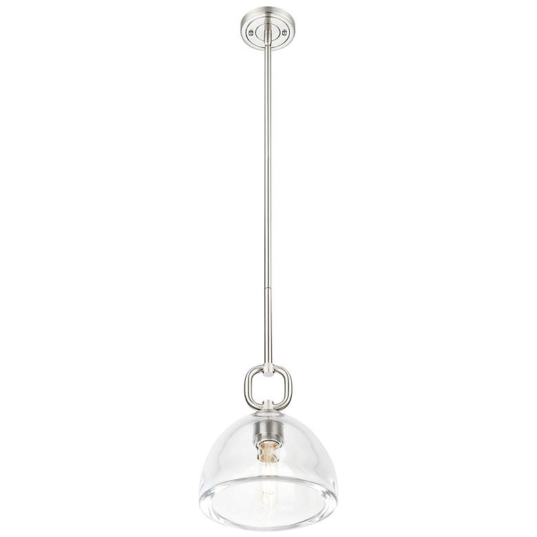 Image 2 Downtown Hudson 8"W Stem Satin Nickel Mini Pendant w/ Clear Dome Shade more views