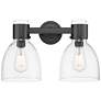 1_Downtown Lawton Bell 16"W 2 Light Black Vanity Light w/ Clear Shade