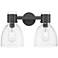 Downtown Lawton Bell 16"W 2 Light Black Vanity Light w/ Clear Shade