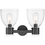 2_Downtown Lawton Bell 16"W 2 Light Black Vanity Light w/ Clear Shade more views