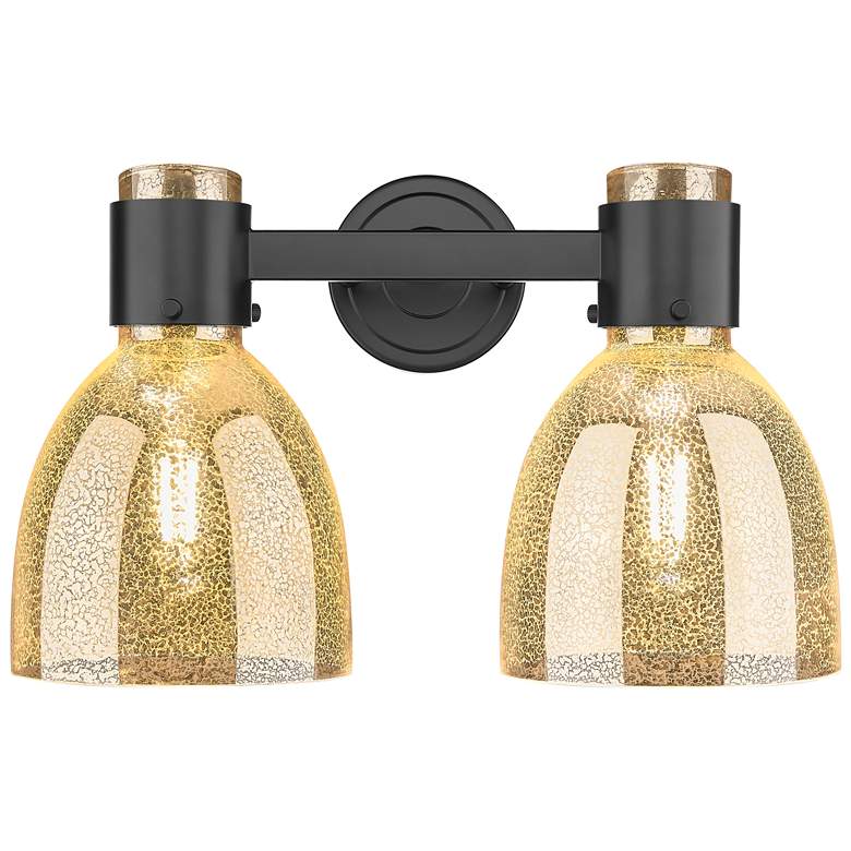 Image 1 Downtown Lawton Bell 16"W 2 Light Black Vanity Light w/ Mercury Shade