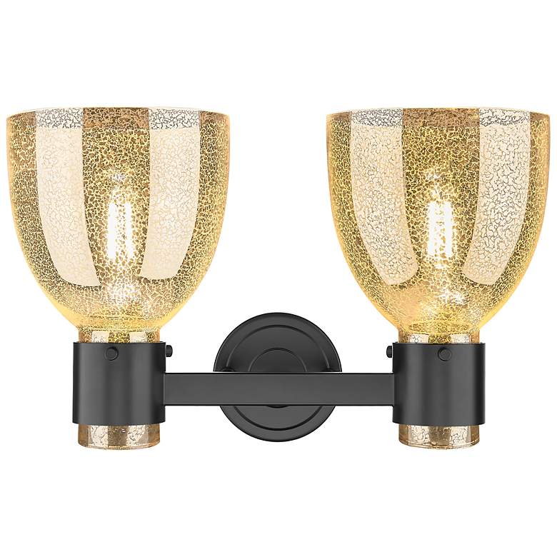 Image 3 Downtown Lawton Bell 16"W 2 Light Black Vanity Light w/ Mercury Shade more views
