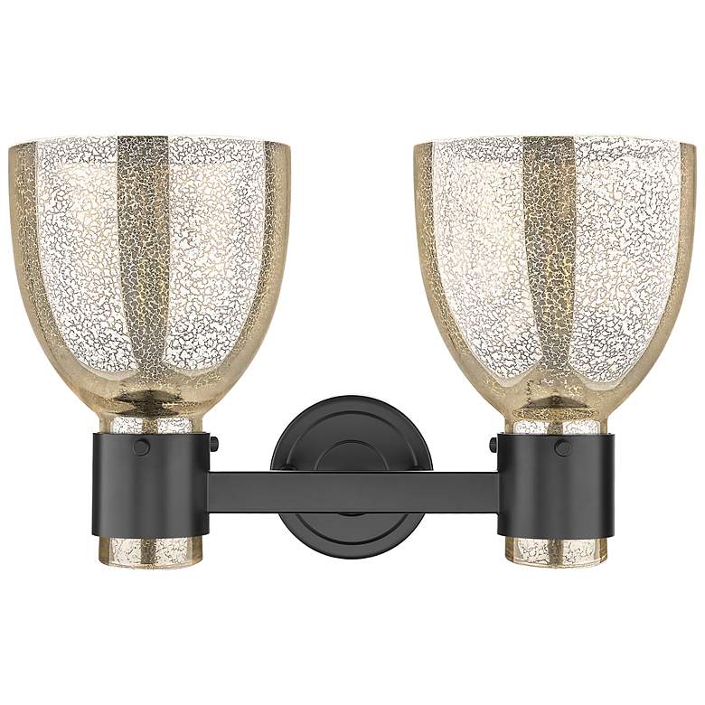 Image 4 Downtown Lawton Bell 16"W 2 Light Black Vanity Light w/ Mercury Shade more views