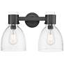 1_Downtown Lawton Bell 16"W 2 Light Black Vanity Light w/ Seedy Shade
