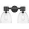 Downtown Lawton Bell 16"W 2 Light Black Vanity Light w/ Seedy Shade