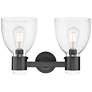 2_Downtown Lawton Bell 16"W 2 Light Black Vanity Light w/ Seedy Shade more views