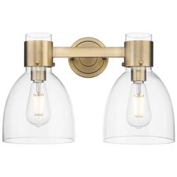 Downtown Lawton Bell 16"W 2 Light Brass Vanity Light w/ Clear Shade