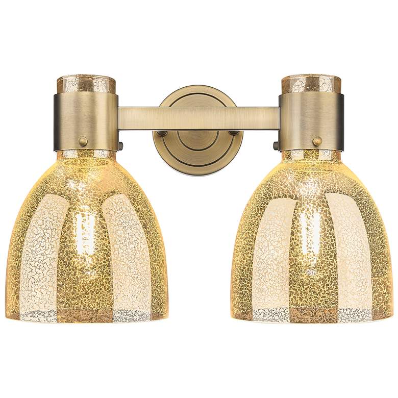 Image 1 Downtown Lawton Bell 16"W 2 Light Brass Vanity Light w/ Mercury Shade