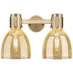 Downtown Lawton Bell 16"W 2 Light Brass Vanity Light w/ Mercury Shade