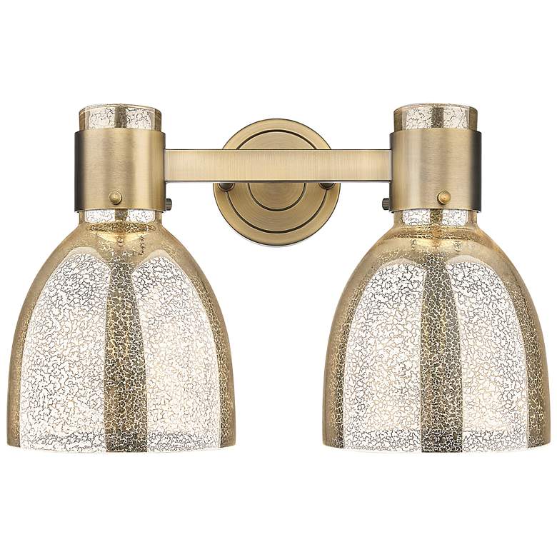 Image 2 Downtown Lawton Bell 16"W 2 Light Brass Vanity Light w/ Mercury Shade more views