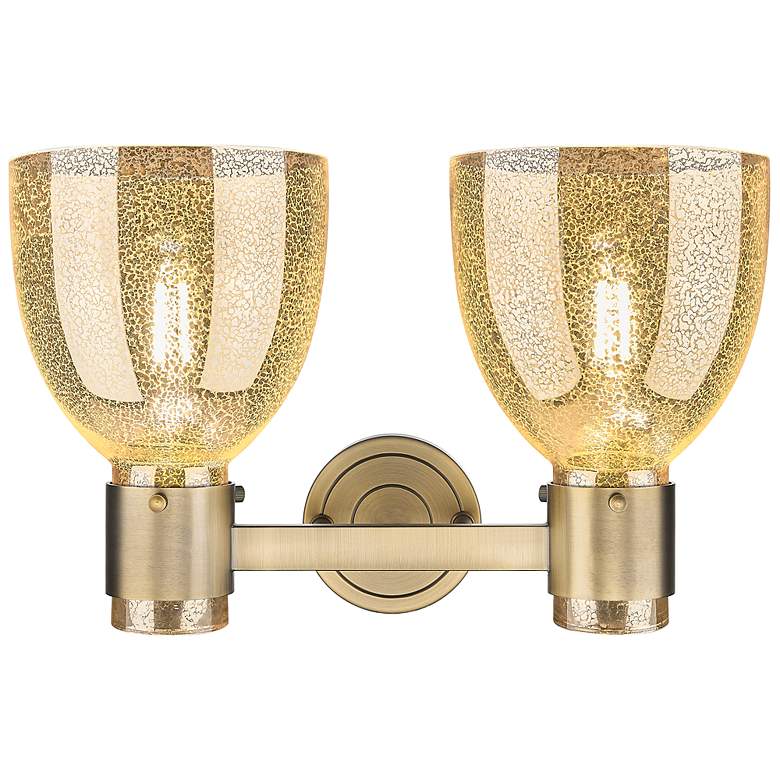 Image 3 Downtown Lawton Bell 16"W 2 Light Brass Vanity Light w/ Mercury Shade more views