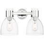 Downtown Lawton Bell 16"W 2 Light Nickel Vanity Light w/ Clear Shade