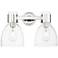 Downtown Lawton Bell 16"W 2 Light Nickel Vanity Light w/ Clear Shade