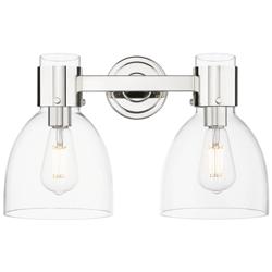 Downtown Lawton Bell 16"W 2 Light Nickel Vanity Light w/ Clear Shade