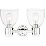 Downtown Lawton Bell 16"W 2 Light Nickel Vanity Light w/ Clear Shade