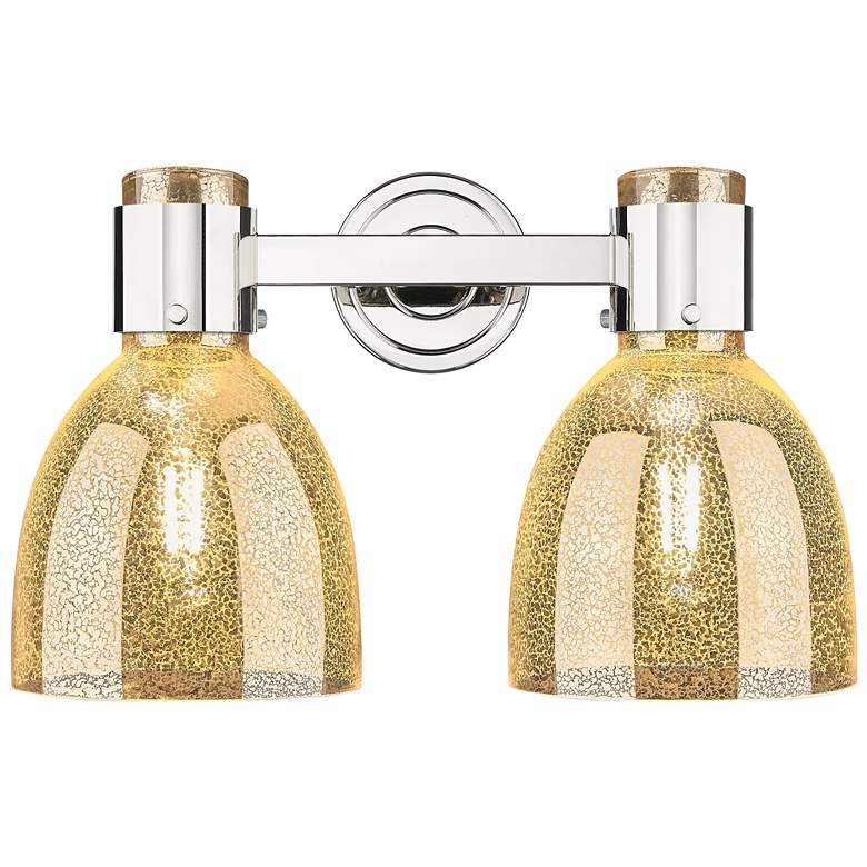 Image 1 Downtown Lawton Bell 16"W 2 Light Nickel Vanity Light w/ Mercury Shade