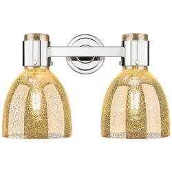 Downtown Lawton Bell 16"W 2 Light Nickel Vanity Light w/ Mercury Shade