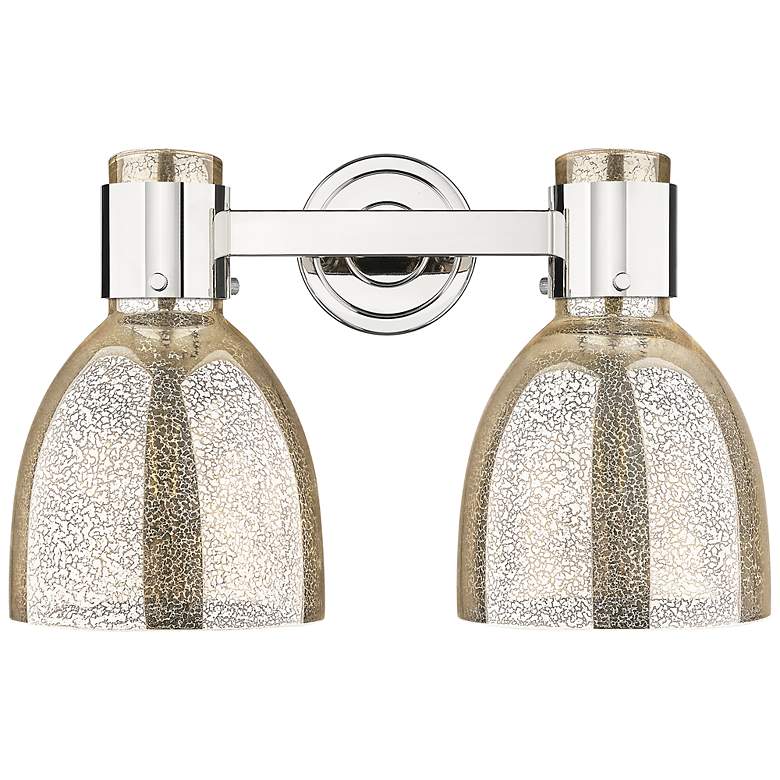 Image 2 Downtown Lawton Bell 16"W 2 Light Nickel Vanity Light w/ Mercury Shade more views