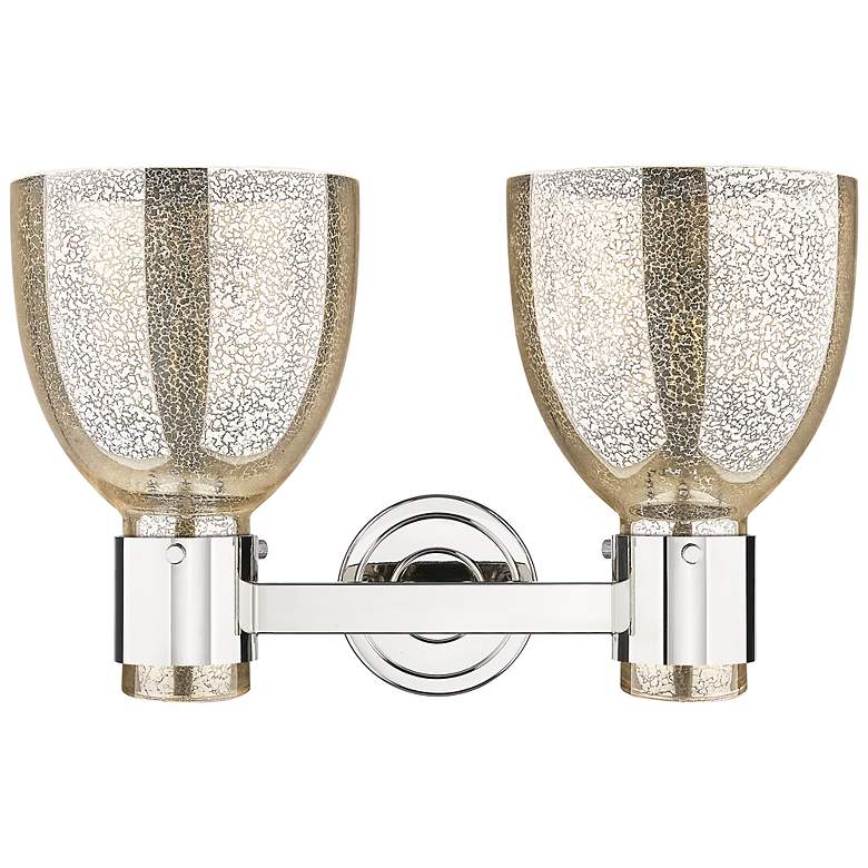 Image 4 Downtown Lawton Bell 16"W 2 Light Nickel Vanity Light w/ Mercury Shade more views