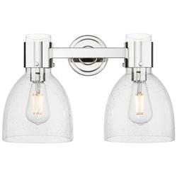 Downtown Lawton Bell 16"W 2 Light Nickel Vanity Light w/ Seedy Shade